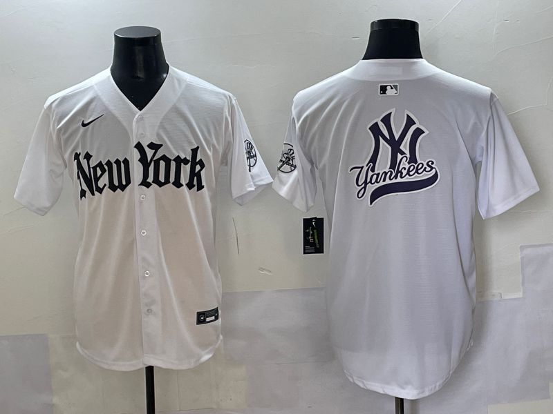 Men 2025 New York Yankees Blank White Five generations Joint Name Nike MLB Jersey style 61->new york yankees->MLB Jersey